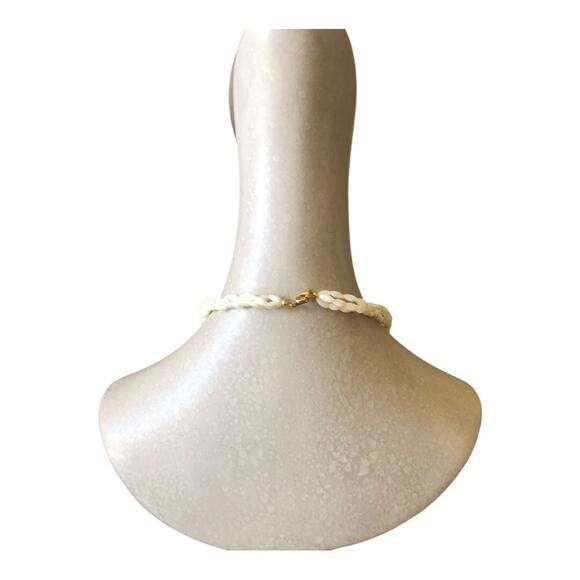 Retro Beach Theme Multi White Intertwined Ropes Pink Beads Boho Chic Necklace - Picture 7 of 8